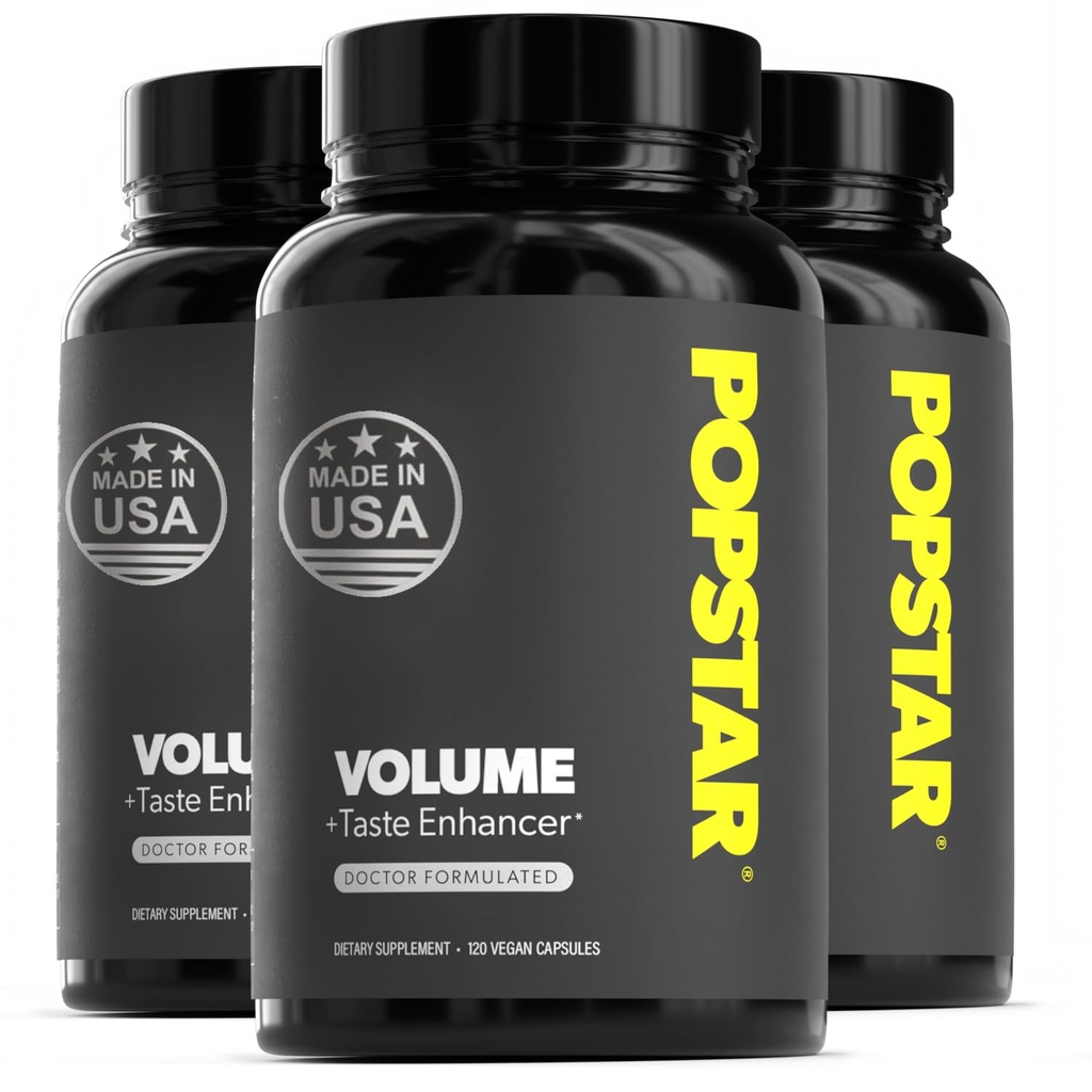 POPSTAR Labs Semaen Volume Booster - Mænds Semaen Health & Fertilitet Supplement - Læge Formuleret til at øge belastning Volumen - Made in USA - Non- GMO, Organic, Vegan - 360 Kapsler - (3 måneder Tilgang)