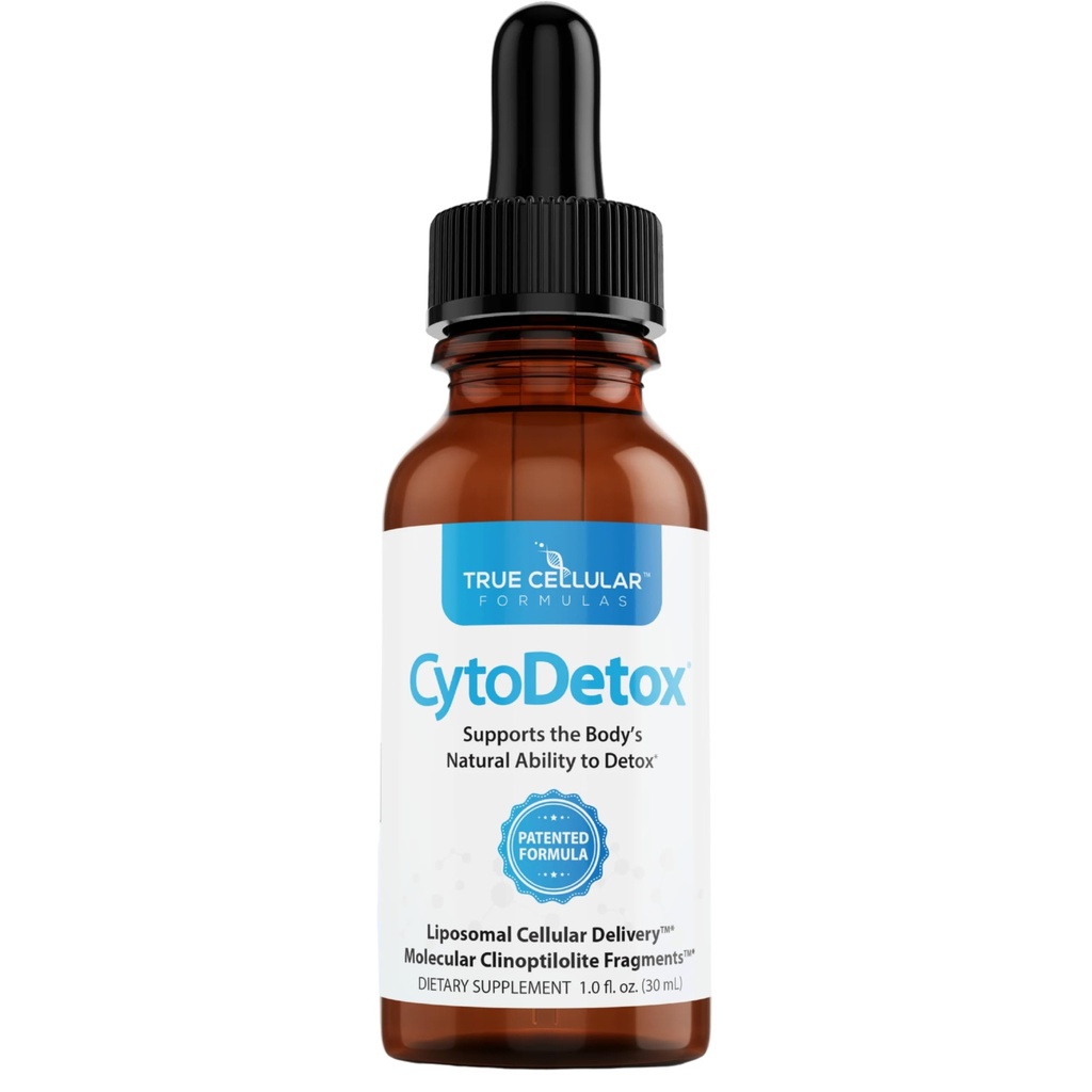 True Cellular Formulas CytoDetox Liposomal Zeolite Clinoptilolite with Fulvates - Supports Cellular Detox & Natural Toxin Removal - Gentle Detoxifier and Binder - 1 oz Bottle