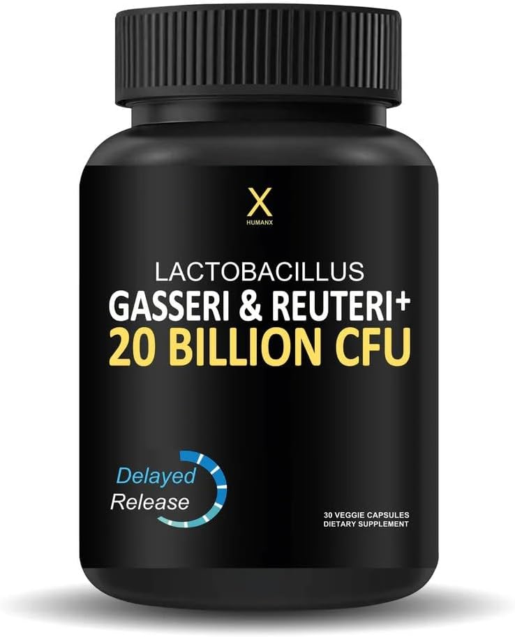 HUMANX Lactobacillus Gasseri & Reuteri + 20 Millioner CFU Plus Organic Prebiotics and Punicaligans - Probiotiske kosttilskud - USA Made - Non- GMO - Performance Driven Delayed Release Capsule