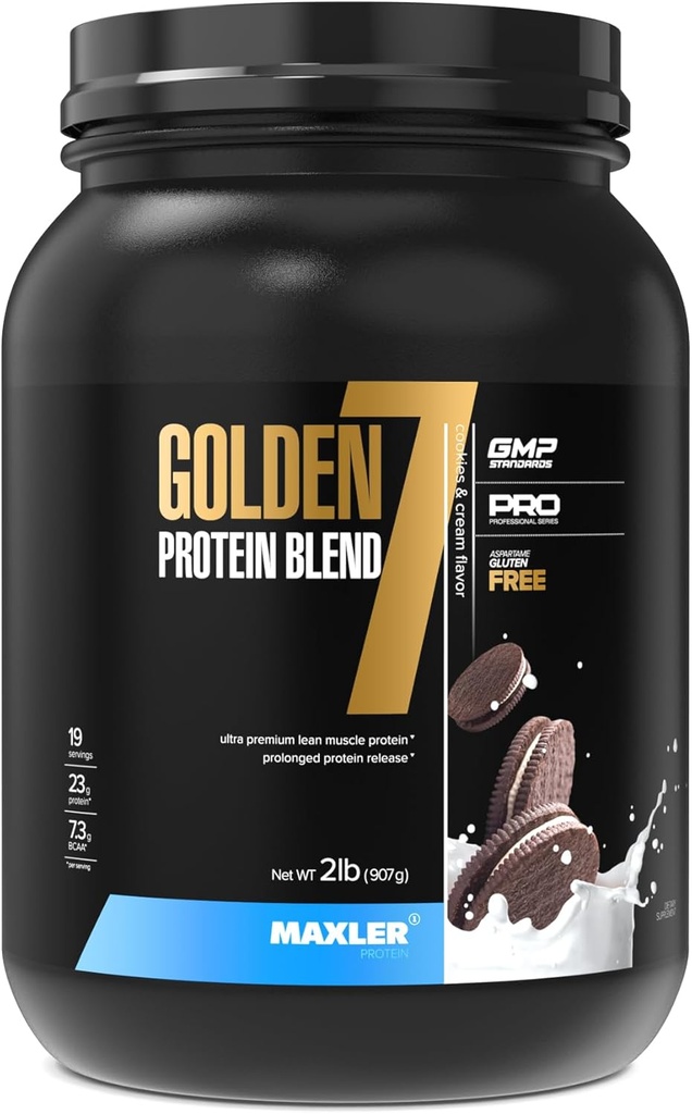 Maxler Golden 7 Protein Blend - Protein Powder for Muscle Gain & Recovery - Cookies og Cream Protein Powder 2 LB