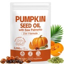 Pumpkin Seed Oil with Saw Palmetto Capsules 300 Softgels - 3000mg Max Strength, Cold-Pressed, Supports Hair, Urinary, Bladder & Prostate Health, Boosts Immunity, Non-GMO