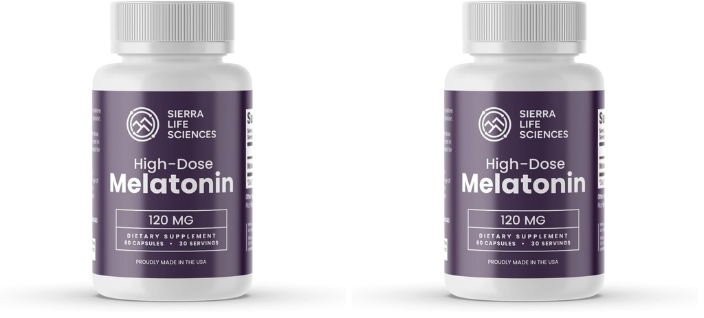 120 mg High Dosage Melatonin Max in Easy-to-Swallow Capsules - 30 Servings (Pack of 2)