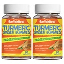 Gurkemeje Gummies 500mg, med Gurkemeje Root Extract, Gingerrod, Sort Pepper Extract, Antioxidant Support, Orange Flavor Gummies, 60 Greve (Pack of 2)
