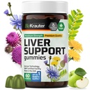 BIO KRAUTER lever supplement Gummies - 60 Veganske tykkere w / Milk Thistle, Mælkebøtte Rod til lever rense & Detox - 80% Silymarin
