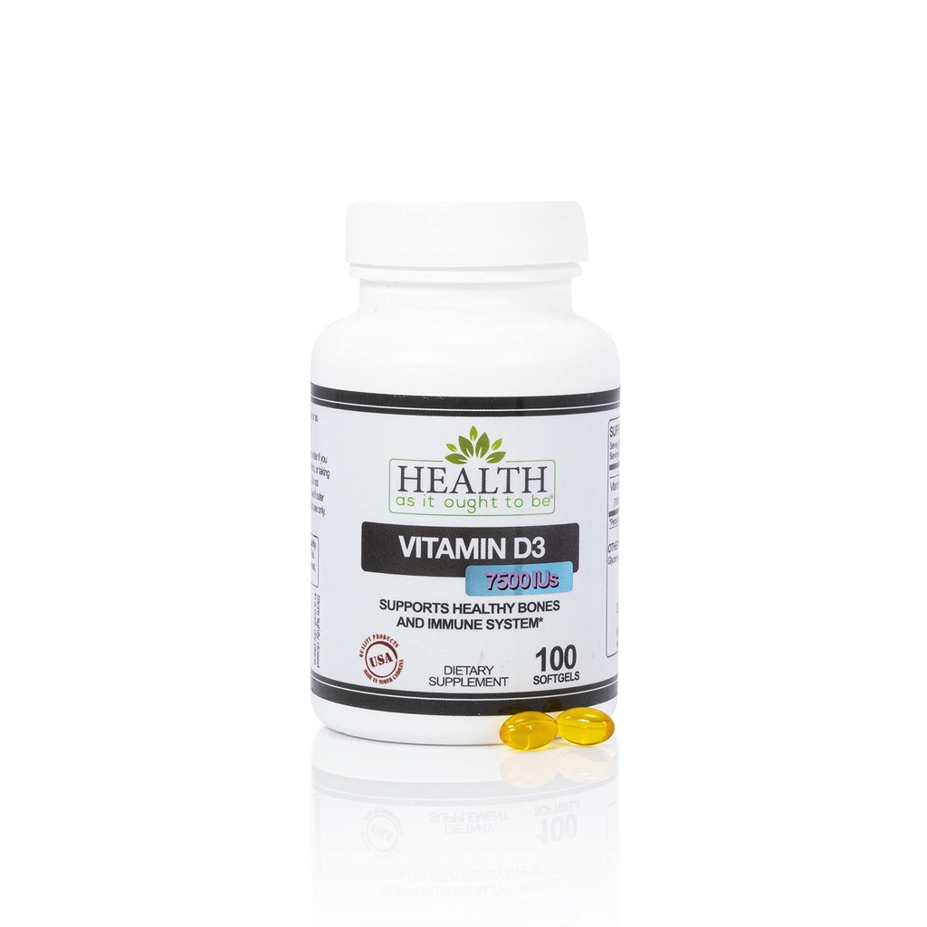 Sundhed, som det bør være D-vitamin; 3 7500 IE Supplement til 124; Læge Formuleret støtte sunde knogler & immunsystem