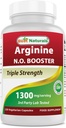Bedste Naturals L- Arginin NO Booster Triple Strength 1300 mg Servering 120 Veg Kapsler - Lavet med L- Arginin, AAKG, L- Citrullin, Beet Powder
