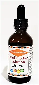 A2Z Organic Lugol 's Jod and Kalium Iodide 2% Solution 3000 mcg - Flydende supplement Drops til Thyroid Support til kvinder & mænd, Metabolisme Sundhed, Detox Boost -2 Fl Oz / Made in USA / samme dag Skib
