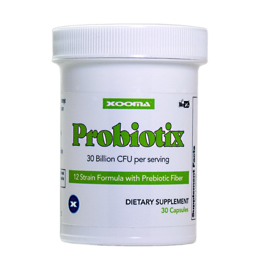 Xooma Probiotix 12-Strain Probiotic + Prebiotic Fiber, 30B CFU | No Refrigeration Required | Gut & Digestive Health, Immune Support, Bloating Relief | Gluten, Soy & Dairy Free – 30 Capsules