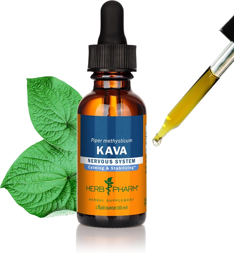 Herb Pharm Organic Kava Root Liquid Extract for Stress Relief & Relaxation *: Vegan Kava Extract, Non- GMO Kava Kava Tincture for Calm & Relaxed Mood, Gluten- Free, 1 Oz