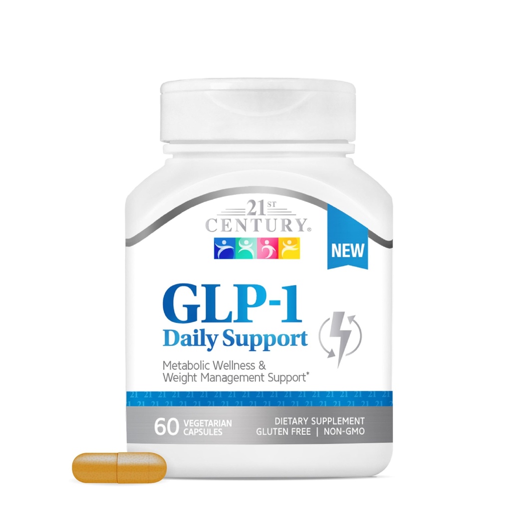 21st Century GLP-1 Daily Support Supplement (60 Count), Weight Management, Exercise, & Daily Metabolism Health Support, Vegetarian Capsules with Turmeric, Barberry, & Green Tea Extract, Gluten-Free