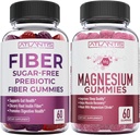 Atlantis Nutrition Sugar Free Prebiotic Fiber Gummies for adult 2- Pack (120 Gummies) + Magnesium Gummies - 770 MG Magnesium Citrate 60 Gummies