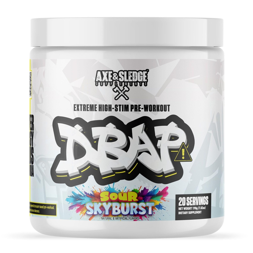 DBAP Extreme High Stim Pre-Workout Powder | 400mg Caffeine | Beta Alanine, Betaine Anhydrous, Electrolytes & Focus | High Stimulant Pre Workout Supplement | 20 Servings,Sour Skyburst