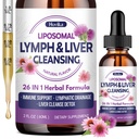 Liposomal Lymphatic Drainage Drops, 26 in 1 Liver Cleanse Detox & Repair with Milk Thistle, Echinacea, Glutathione, Vitamins, Lymph-Liver Cleanse, Gut & Metabolic Health - Natural Flavor 2 Fl Oz