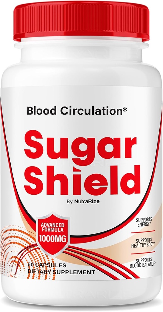 NutraRize Sugar Shield Blood Support Pills, Maksimal styrke Formel, Sukker Shield Kapsler, Natural Blood Blend Complex, Sugar Shield Anmeldelser (60 Kapsler)