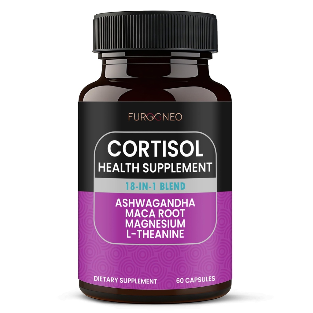 Cortisol Supplements for Women, 18-in-1 Cortisol Reducer Manager with Ashwagandha, Maca Root, Magnesium, L-Theanine, Stress Relief Support for Hormone Balance, Calm Mood, Energy & Focus, 60 Capsules
