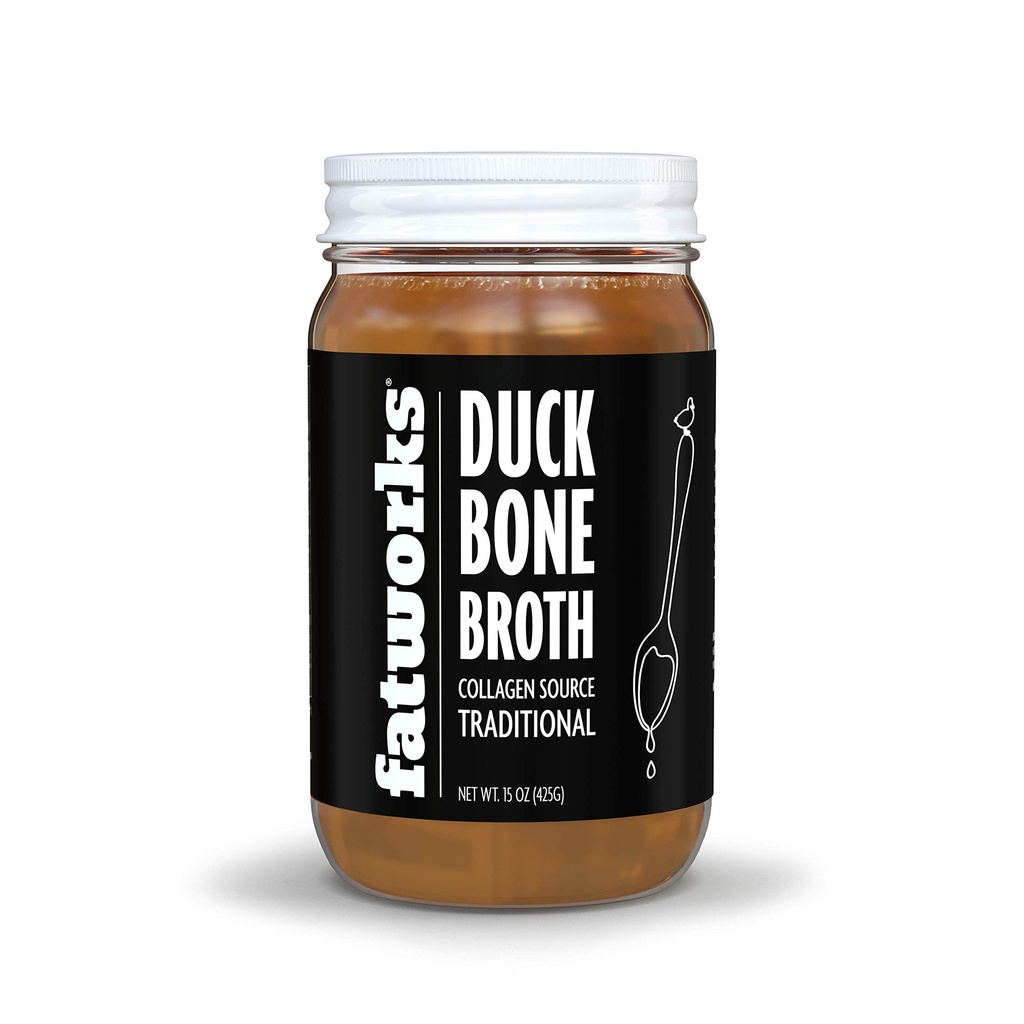 Fatworks Gourmet Cage-Free Duck Bone Broth, Traditional Flavor, Keto, Paleo, Collagen Rich, Preservative Free, 15 oz