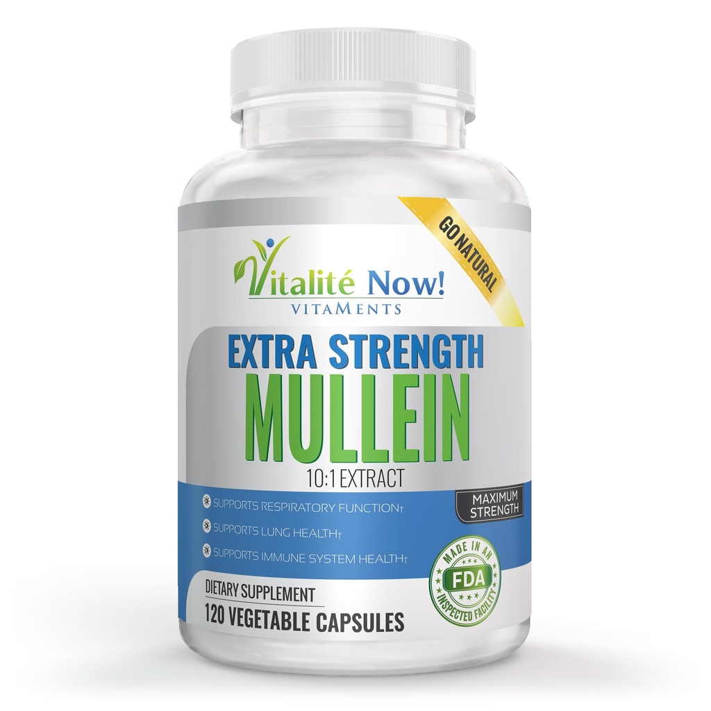 Ekstra styrke Mullein Kapsler 10: 1 Uddrag, Luftveje og immunforsvar, Lung Cleanse, 100% Pure Hel Herb, Gluten Free, Non- GMO, 120 Greve, 4 Måned Supply, Made in USA