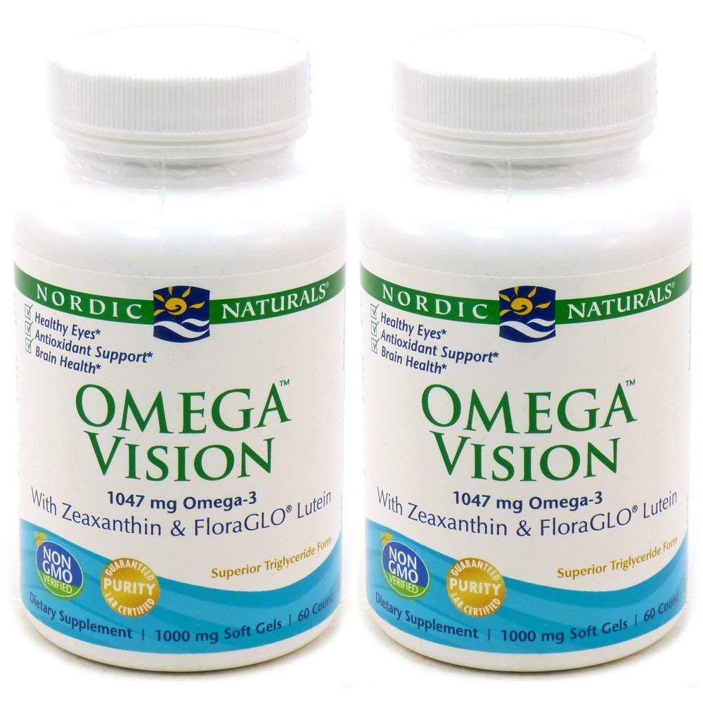 Nordic Naturals Omega Vision, Lemon - 60 Soft Gels - Pack of 2-1460 mg Omega-3 + FloraGLO Lutein & Zeaxanthin - Eye Health, Brain Health, Antioxidant Support - Non-GMO - 60 Total Servings