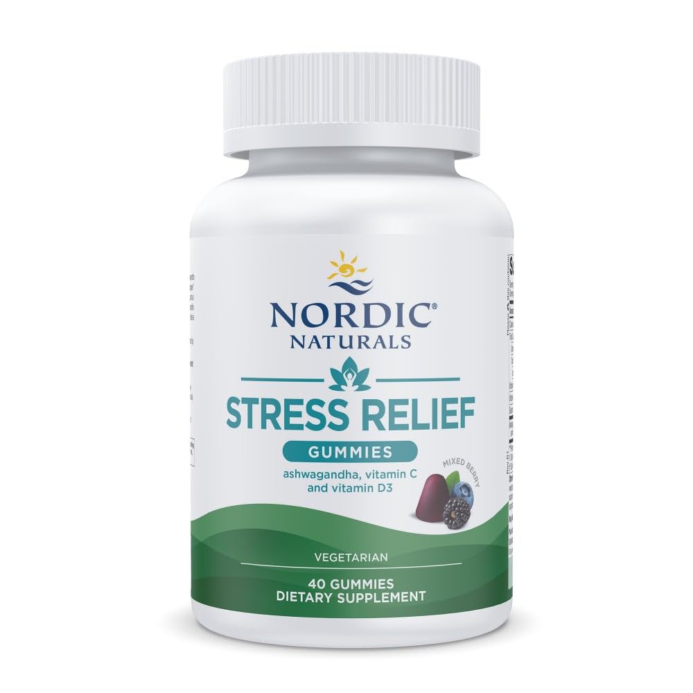Nordic Naturals Stress Relief Gummies, Mixed Berry, 40 Gummy Supplements, Supports Daily Mood and Immune System Health, Non-GMO, Vegetarian, 20 Servings
