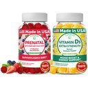 Lunakai Prenatal og vitamin D3 Gummies Bundle - Graviditet Multivitamin Gummy med jern & folsyre - Immunitet, ben og mood Support for voksne - 30 dages forsyning