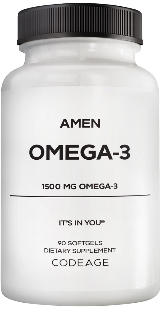 Amen Omega-3 Supplement - 1500mg High-Potency Daily Omega 3 - EPA and DHA Fatty Acids Fish Oil - 45-Day Supply - Fatty Acid Supplements - Fish Oil Pills - Non-GMO - 90 Soft Gels Capsules