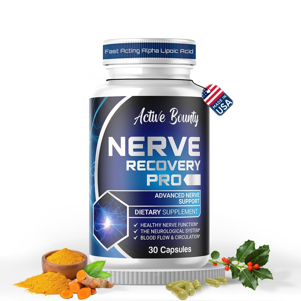Nerve Recovery Pro - Nerve Support Supplement med Alpha Lipoic Acid, Gurkemeje & Acetyl- L - Carnitin - Understøtter sund nerve funktion, cirkulering og blodgennemstrømning - 30 kapsler - 1 pakke