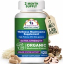 Cancer Sciences Organic Mushroom Supplement Kapsler - 1.500mg Non- GMO Wellness Mushroom Complex 40% Beta- Glucans - Tyrkiet Hale, Reishi, Cordyceps, Chaga Extract for Brain & Immunsupport 120 Kapsler
