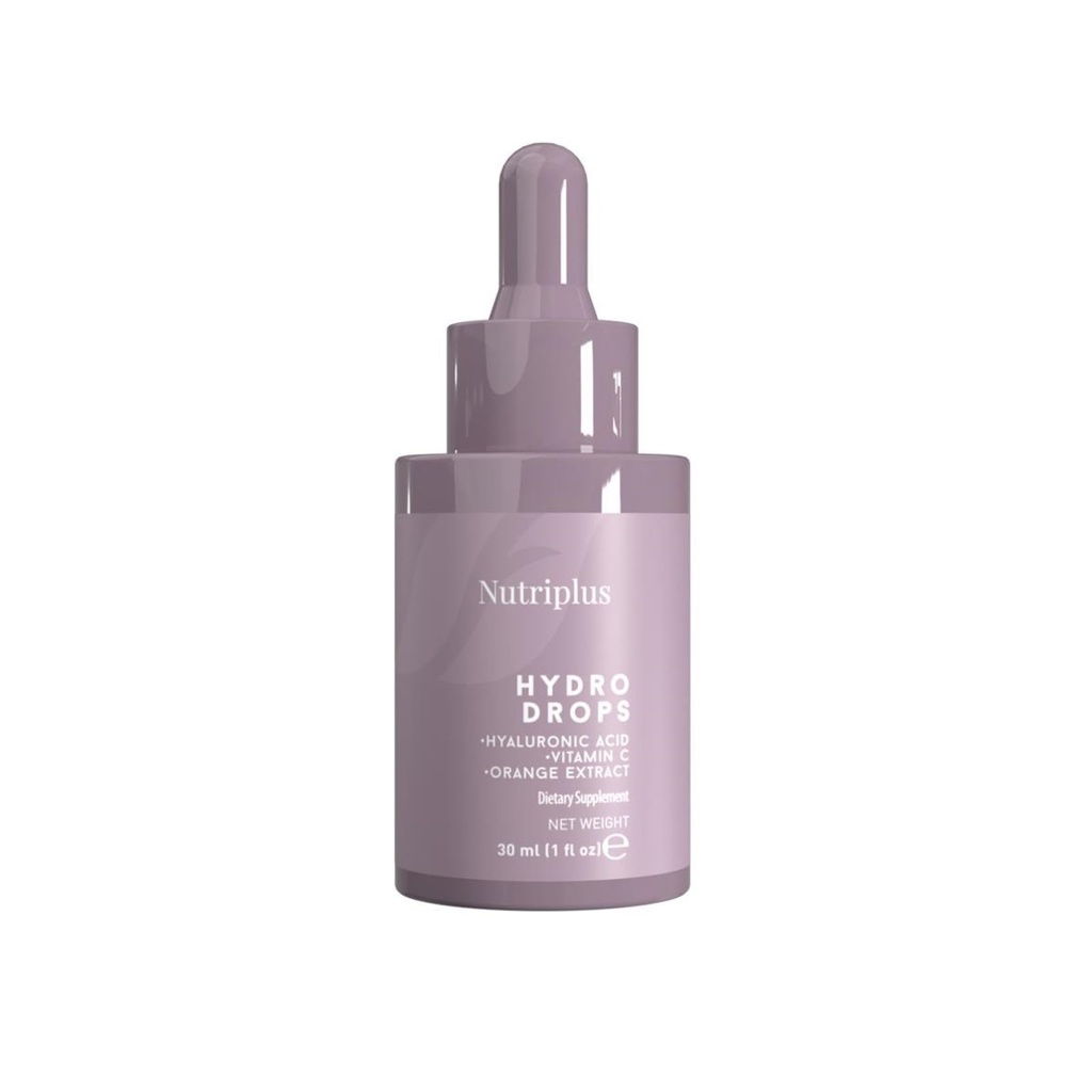 FARMASi Nutriplus Hydro Drops with Hyaluronic Acid, Vitamin C & Citrus Extract –Skin Hydration, Antioxidant Support – Tasteless Liquid Supplement – No Sugar or Additives – 1 fl oz / 30 ml