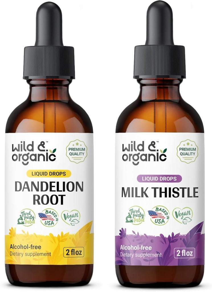 Wild & Organic Mælkebøtte Tinktur 2 fl oz & Milk Thistle Tinktur 2 fl oz