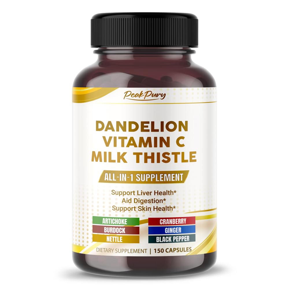 Ultra Dandelion with Milk Thistle & Vitamin C Artichoke - All-in-1 Supplement for Liver Health, Digestion & Skin Support - 150 Capsules
