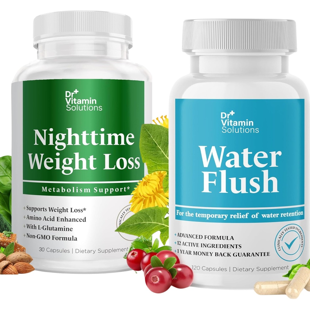 DR. Vitamin Nighttime Fat Burner Supplements with Diuretic Water Pills for Weight Control- Water Retention Pills for Women & Men - 120 Caps