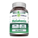 Amazing Formulas Melatonin 5 Mg Tablets Supplement | Non-GMO | Gluten Free | Made in USA (Pack of 1 | 365 Count)