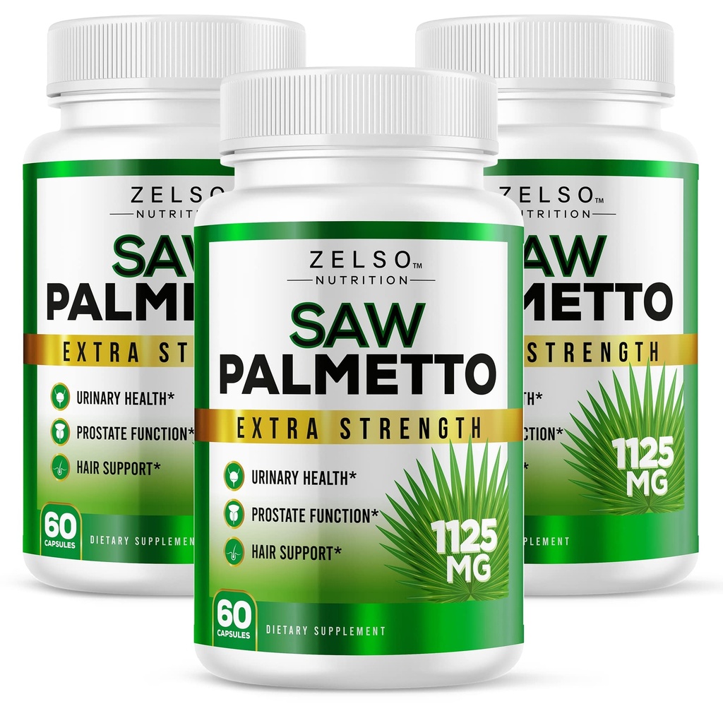 (3 Pack) Saw Palmetto Prostate Supplement for Men, 3-in-1 Benefits, DHT Blocker Hair Growth and Beta Blocker, Urinary Health, Prostate Function Support, 3 Month Supply