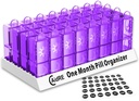 Monthly Pill Organizer 31 Day AM PM – One Month Pill Case for Medications, Vitamins & Supplements – Easy Open Daily Pill Box Organizer, 2 Times a Day Pill Dispenser, Purple