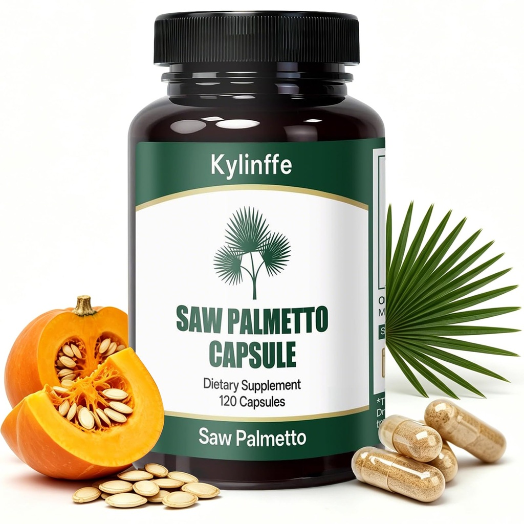 Saw Palmetto Supplement with Stinging Nettle & Pumpkin Seed Extract – Triple-Action Men's Prostate Health Formula, Standardized Herbal Blend, Non-GMO, 120 Capsules
