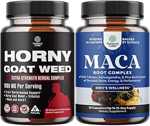 Bundle of Horny Geat Weed Extract Complex for mænd og kvinder Forbedret energi og Stamina og Black Maca Root Kapsler til mænd - Nyskabende Drive Mood & Energy Booster til mænd