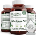 Naturlig Nutra R- Alpha lipoid, Forbedre ben og hjerte sundhed, Forbedre hukommelse funktion, Forbedre nerve funktion Bidrager til total sundhed, Gluten Free 100 mg, 60 Vegansk og Vegetariske tabletter.