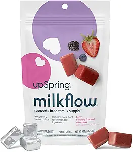 UpSpring Amning supplement til Amning, Amning Snacks med Bukkehorn og velsignet Thistle, Amning Essentials Support, Amning Mælkeforsyning - Choco Hindbær (28 Greve)
