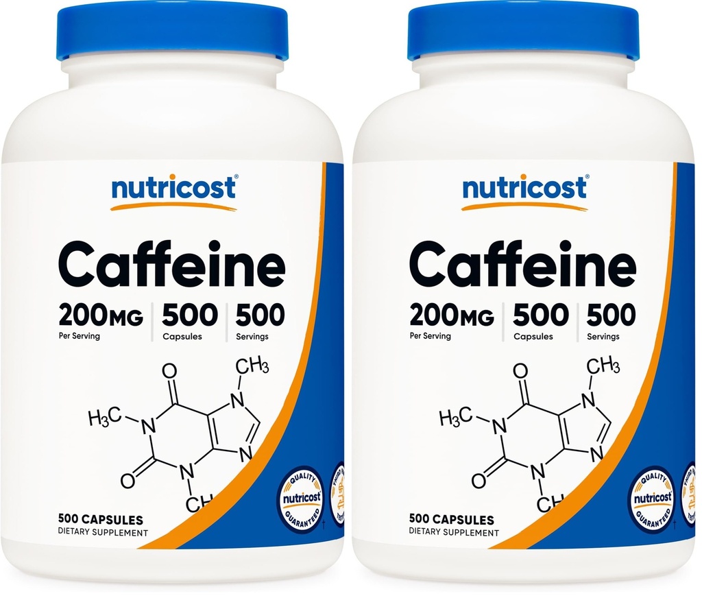 Nutricost Caffeine Pills, 200mg Per Serving (500 Caps) (Pack of 2)
