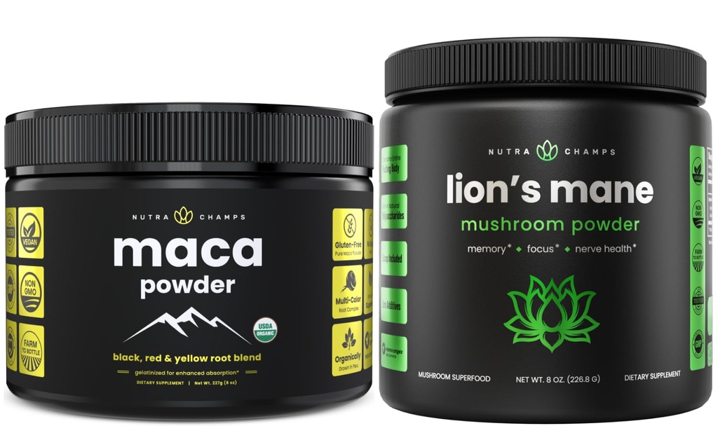 NutraChamps Organic Maca & Organic Lions Mane Powder