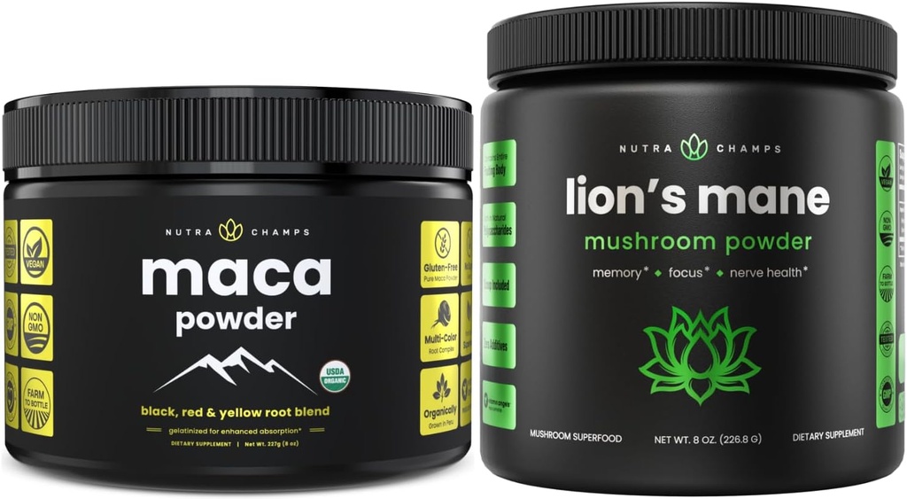 NutraChamps Organic Maca & Organic Lions Mane Powder
