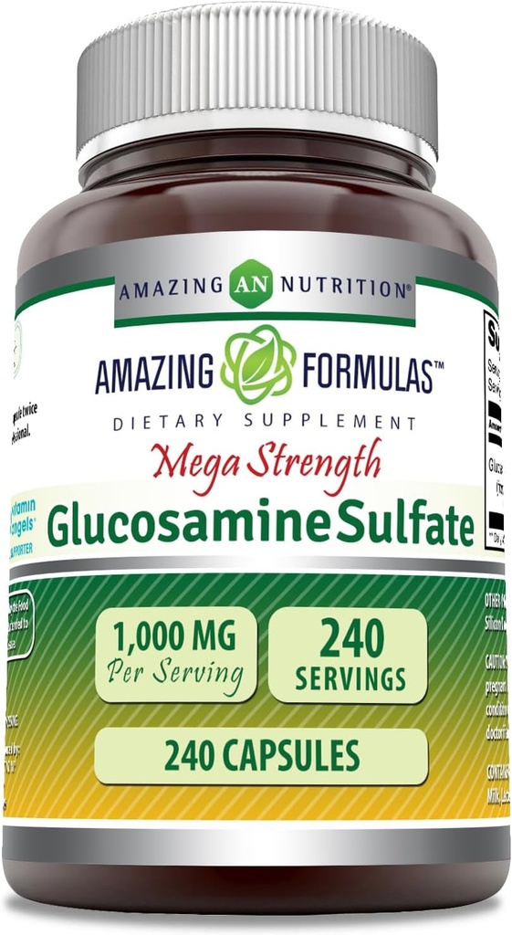 Amazing Formulas Glucosamin Sulfate 1000 mg kapsler Supplement 124; Non- GMO