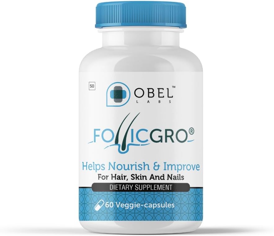 obel Follicgro Hår, hud og negle Supplement til 124; Urteudtræk 124; Vitaminer; 124; Biotin; 124; MSM; 124; Saw Palmetto; 124; Nældefeber; 124; 60 kapsler