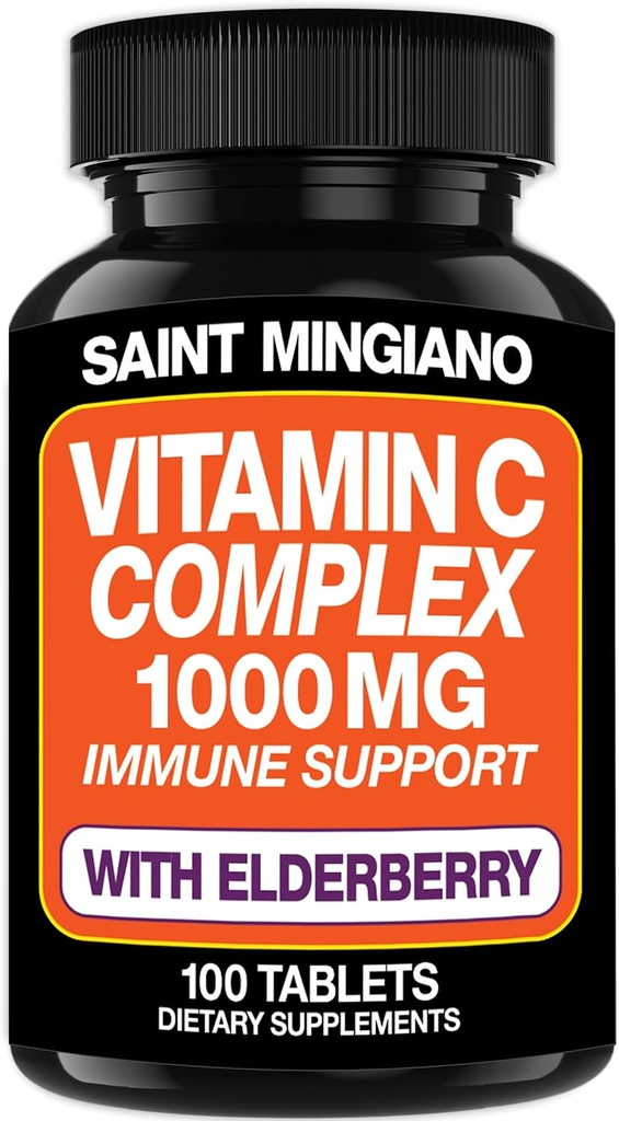 Vitamin C 1000mg med Elderberry supplement - Double Standard Dosering med 14 specifikt Formulerede ingredienser - 100 Capsule / 3 Months 'Supply