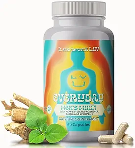 LUV Everyday ™ Mænds Multivitamin Mænds Adult Formel Daglig Nutritional Support med Iron Calcium KSM- 66 Ashwaganda CoQ10 og Lycopene - Højt biotilgængelig Non GMO Gluten Free Vegetarian - 60 Kapsler
