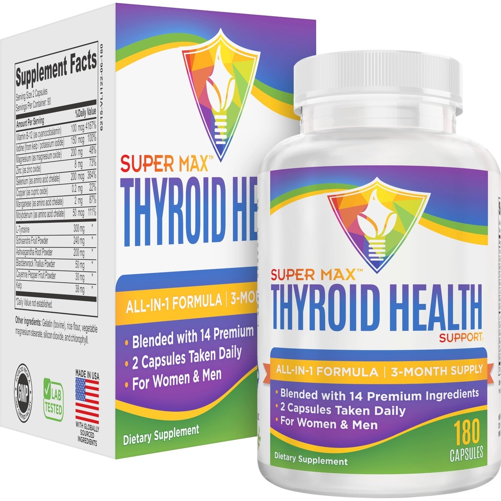 3 - Måned Thyreoidea Support Supplement (All- in-1) Formel med 14 aktive ingredienser