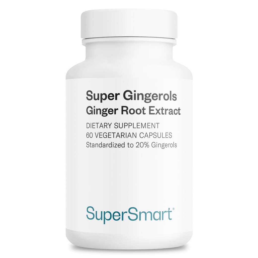 Supersmart - Super Gingerols 400mg per dag (høj potens 20% Gingerol) - Ingefær Root Extract Support 124; Non- GMO & Gluten Free - 60 vegetariske kapsler