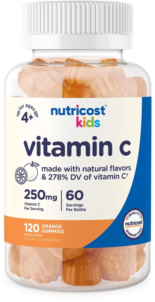 Nutricost Kids Vitamin C Gummies (250mg), 120 Gummies - Natural Flavors, Natural Colors, Gluten Free, No Corn Syrup, 60 Servings