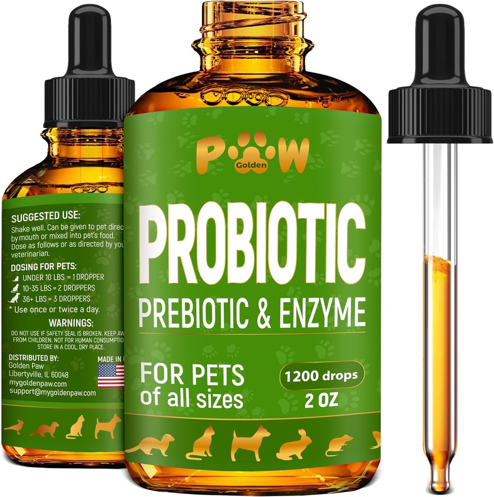 Liquid Probiotics for Dogs & Cats of All Ages | Dog Probiotics to Provide Digestion Balance | Prebiotic Blend for Harmonious Food Absorption | 3 Billion CFU | Herbal Flavor | 2 Oz
