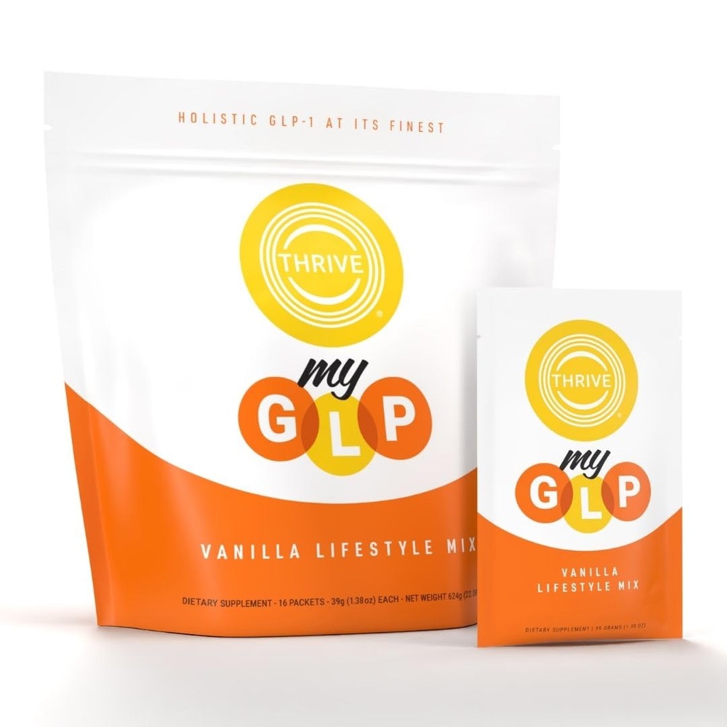 Le-Vel Thrive myGLP – Advanced Metabolic & Muscle Support with myHMB®, Berberine, and Probiotics – Vegan-Friendly Protein + Fiber Blend, 16 Packets (16 Packets (1.5 Pounds), Vanilla)